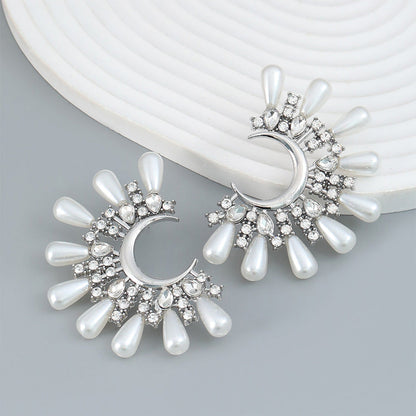 Burst Pearl Cluster Drop Earrings