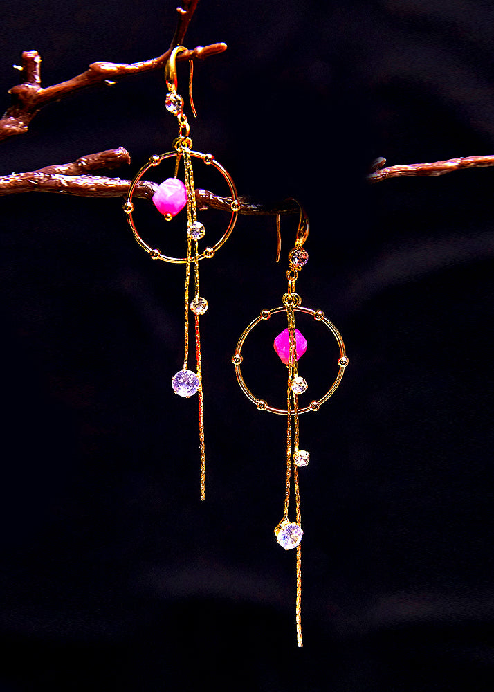 Art Zircon Tassels 14k Gold Long Drop Earrings New Style