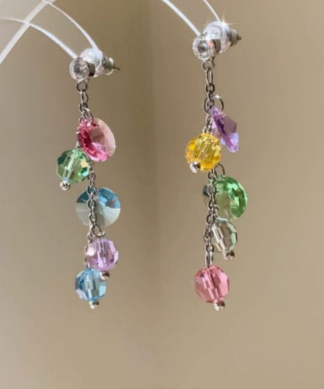 Rainbow Copper Overgild Zircon Tassel Drop Earrings