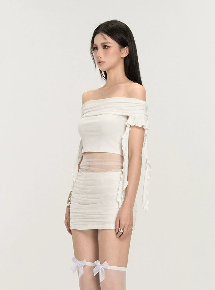 Off-shoulder Ruched Blouse