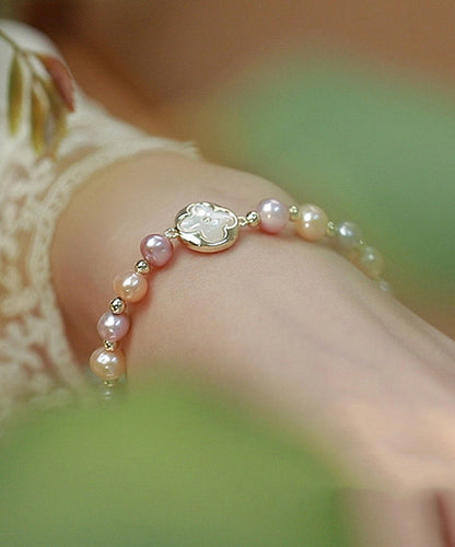 Rainbow Sterling Silver Alloy Pearl Beading Bracelet