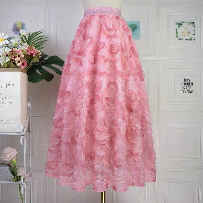 Elastic Waist Gradient Purple Tulle Maxi Skirt