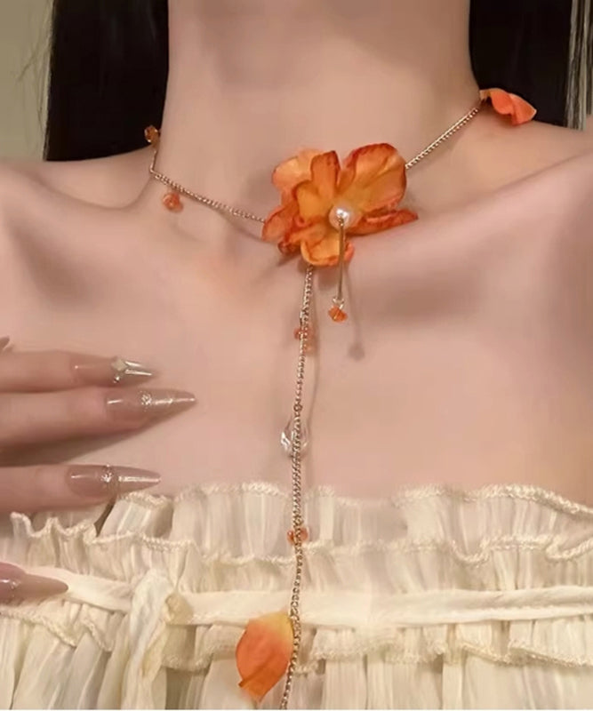 Beach Orange Alloy Tassel Pendant Necklace