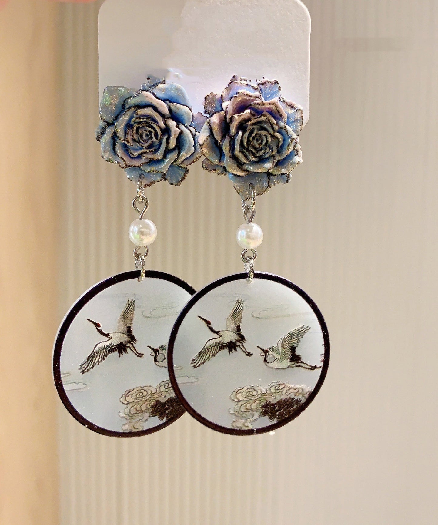Retro Black Acrylic Pearl Drop Earrings