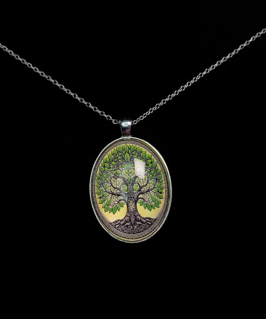Ellipse Tree of Life Alloy Lariat Necklace