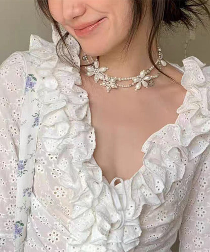 Original Design White Alloy Pearl Beading Pendant Necklace