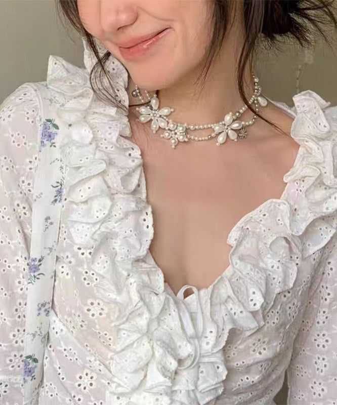 Original Design White Alloy Pearl Beading Pendant Necklace