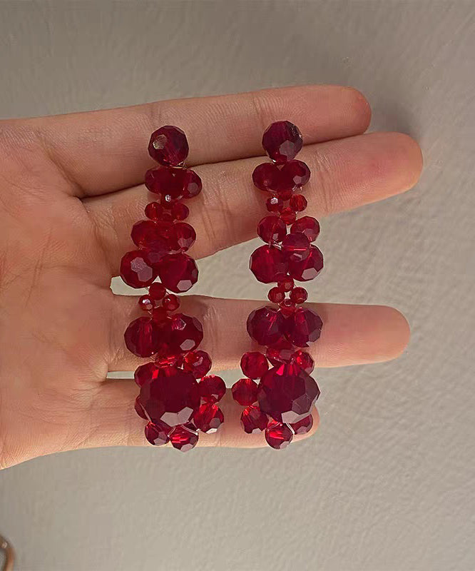Fine Red Alloy Crystal Pomegranate Drop Earrings