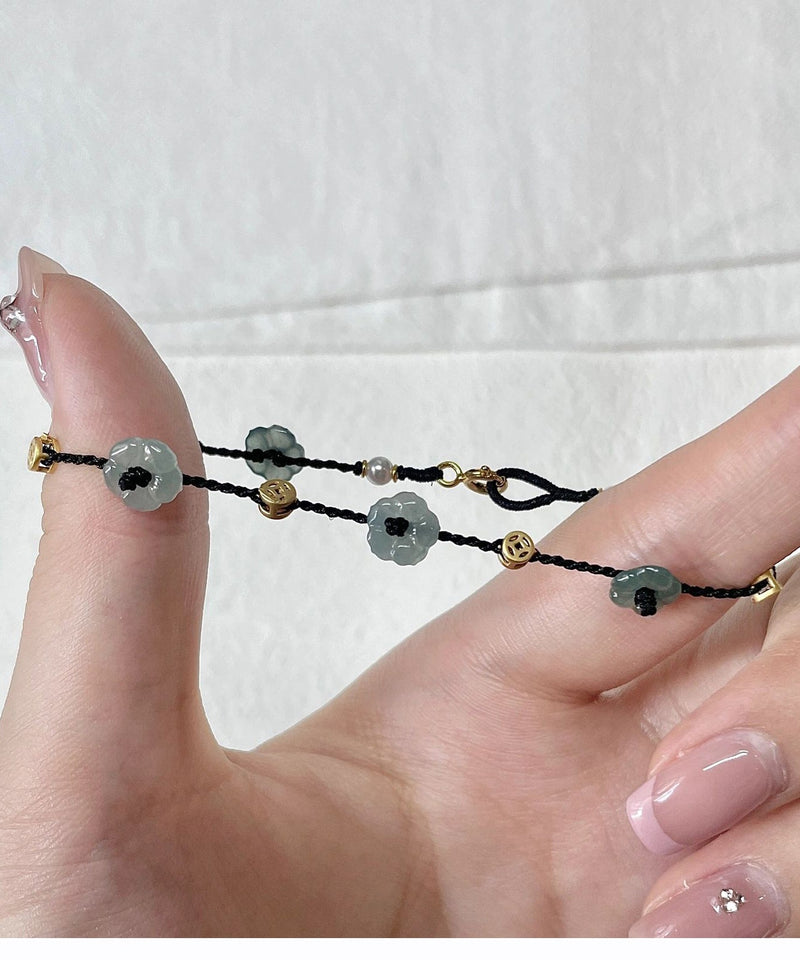 Red Hand Knitting Pearl Bracelet