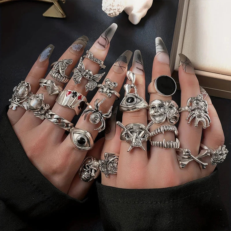 Rebellious Dark Skeleton Spider Ring
