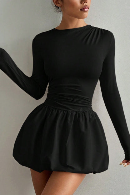 Fitted Stretchy Long Sleeve Tiered Mini Dress