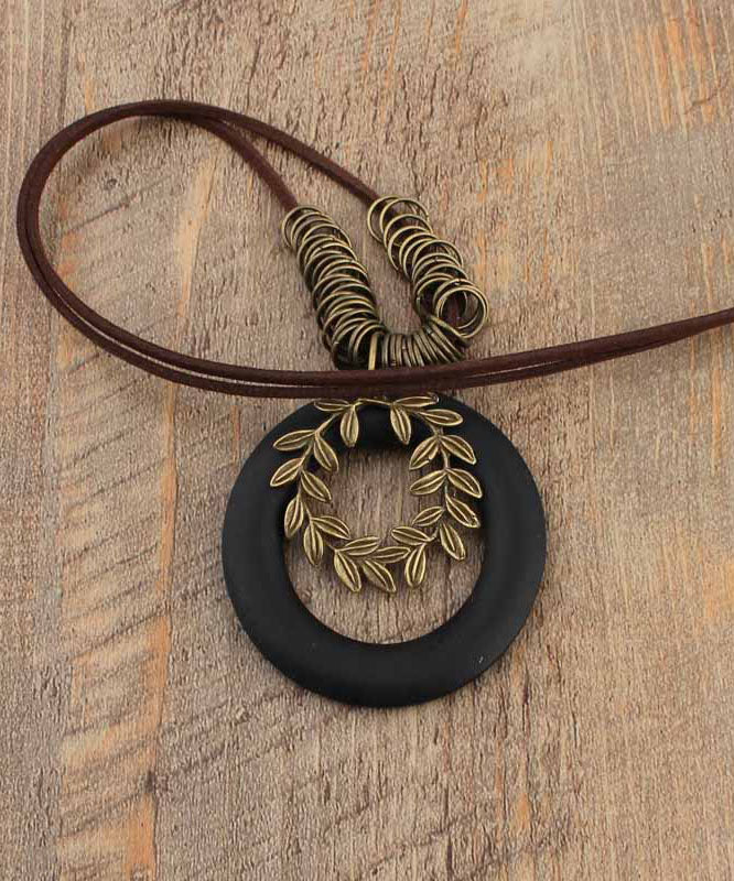 Olive Peach Wood Pendant Necklace