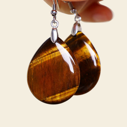 Green Aventurine Healing Drop Earrings With Pink Crystal & Tiger Eye