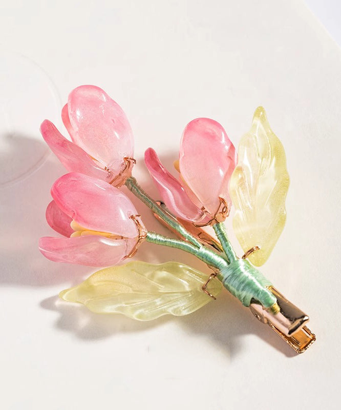 Pink Copper Colored Glaze Tulip Hairpin