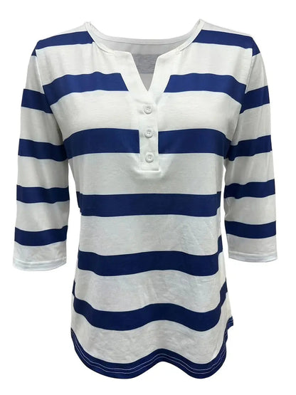 Eirah - Essential V-neck Striped Print Blouse
