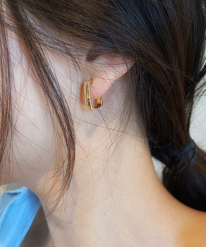 Regular Gold Sterling Silver Alloy Squarehoop Earrings