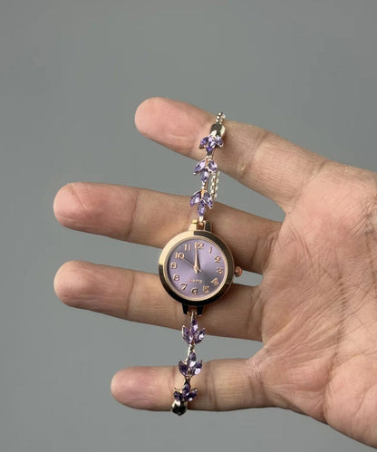 Boutique Purple Alloy Zircon Bauhinia Tassel Watches