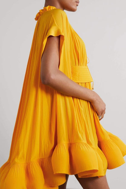Basia Cape-effect Ruffle Mini Dress