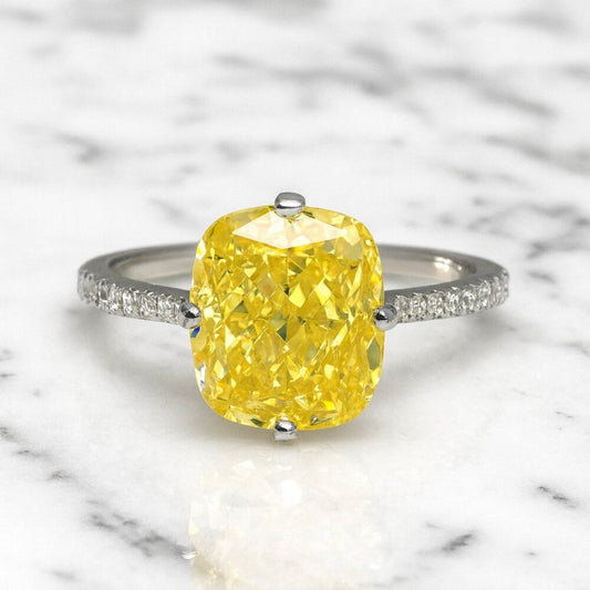 "alea" 2ct Canary 925 Sterling Cocktail Ring
