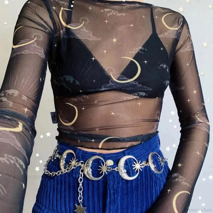 Harajuku Mysterious Rebel Moon Metal Belt