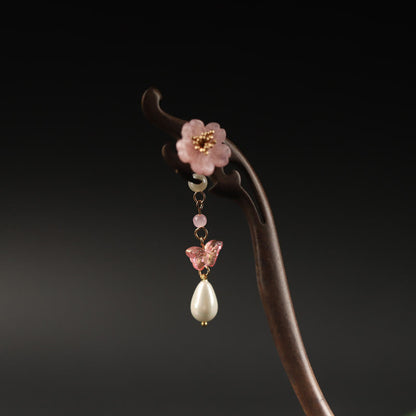 Ebony Flower Butterfly Blessing Hairpin | Chinese Hairpin