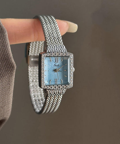 Baby Blue Stainless Steel Waterproof Chain Watches