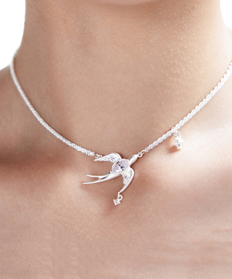 Original Design Chain With Bird Shaped Zircon Claw Set Diamond Silver Plated Choker