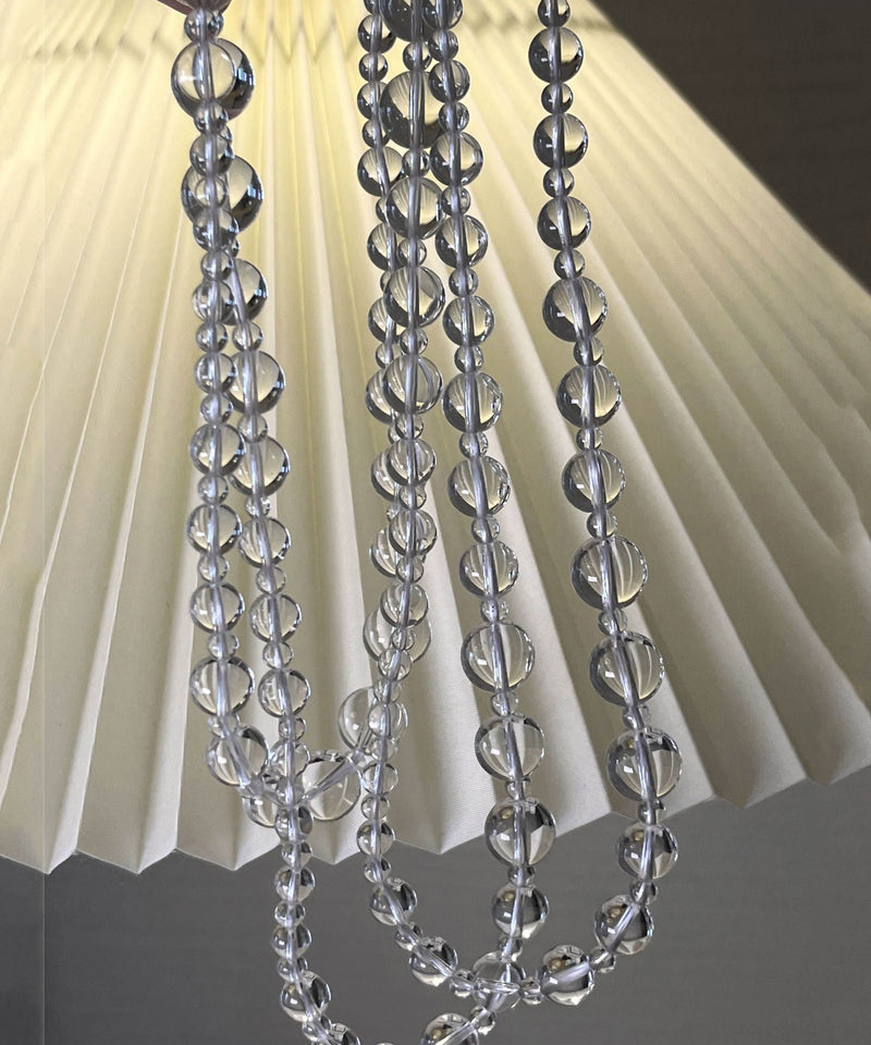 Transparent White Alloy Crystal Sweaters Beading Gratuated Bead Necklace