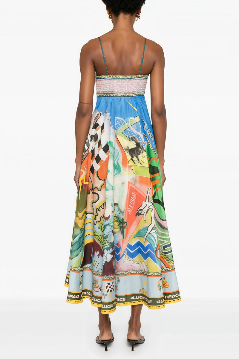 High Waist Print Cami Maxi Dress