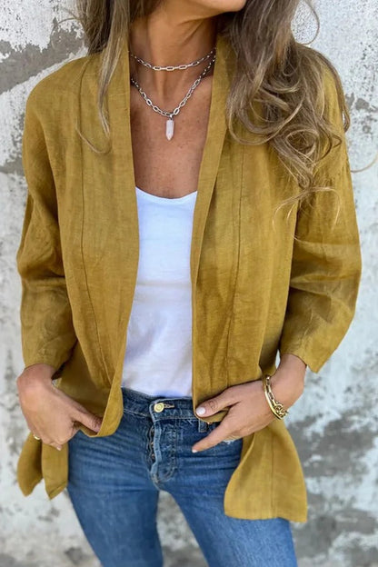 Color Long Sleeve Loose Pocket Cardigan