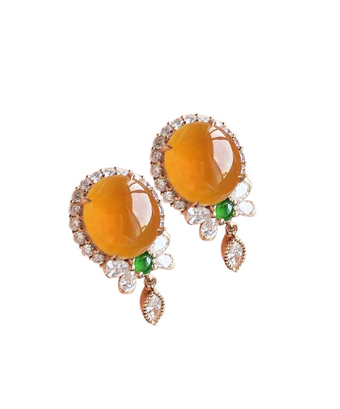 Yellow Sterling Silver Zircon Chalcedony Tassel Stud Earrings