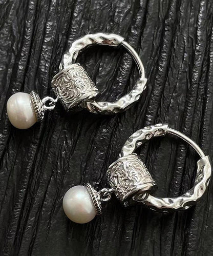 Original Design Silk Sterling Silver Pearl Drop Earrings