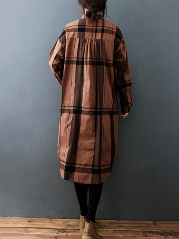 Long Sleeve Pleats Blouse Shirt Dress