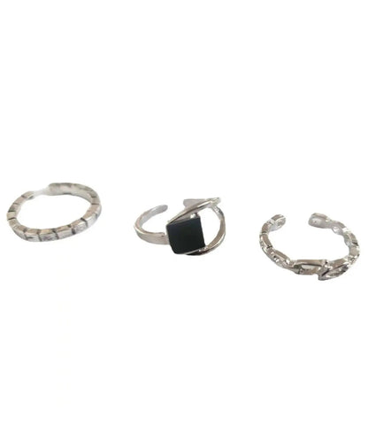 Style Alloy Hollow Out Agate Rings Three-piece Set