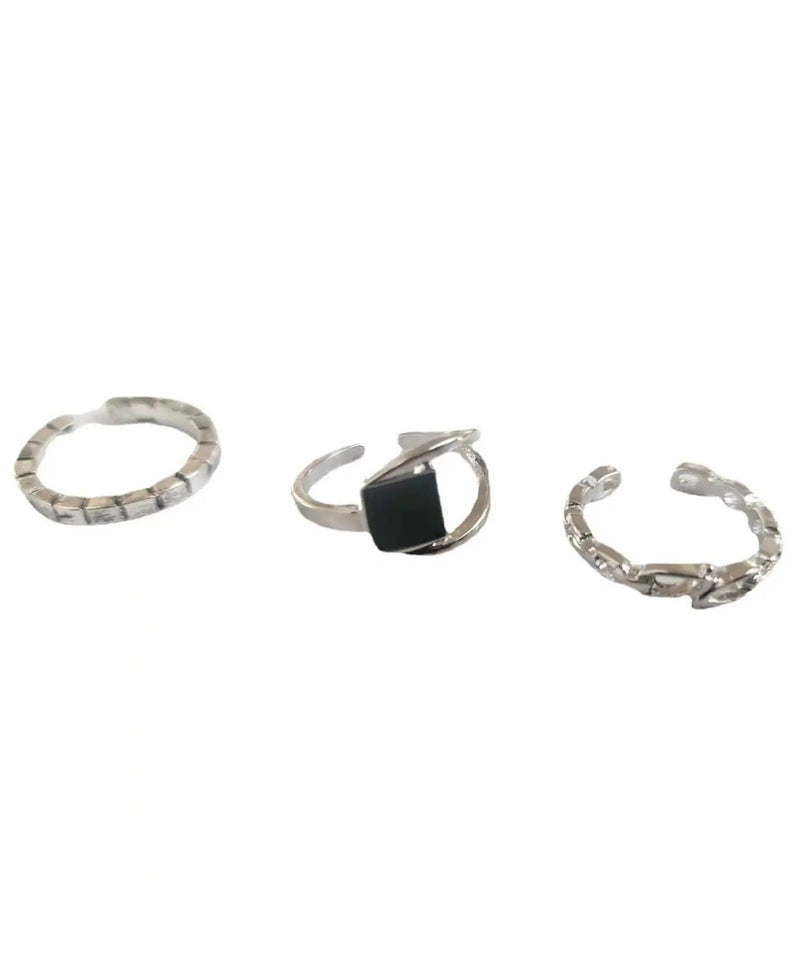 Style Alloy Hollow Out Agate Rings Three-piece Set