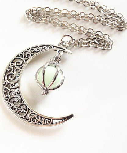 Unique Stainless Steel Moon Chain Luminous Lariat Necklace