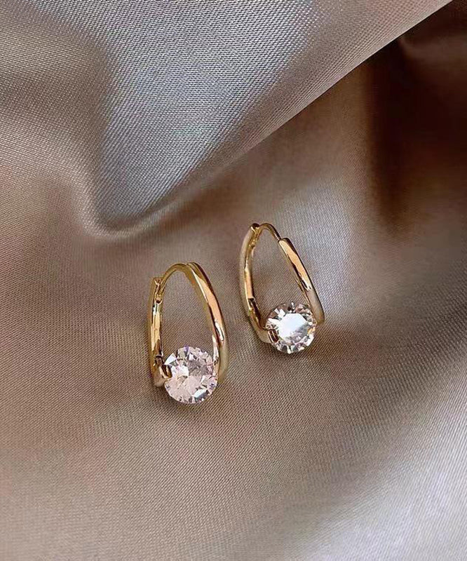 Gold Copper Alloy Zirco Hoop Earrings