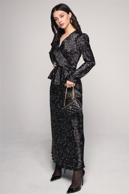 Eileen Wrap Lace-up Blouse & Maxi Skirt Set