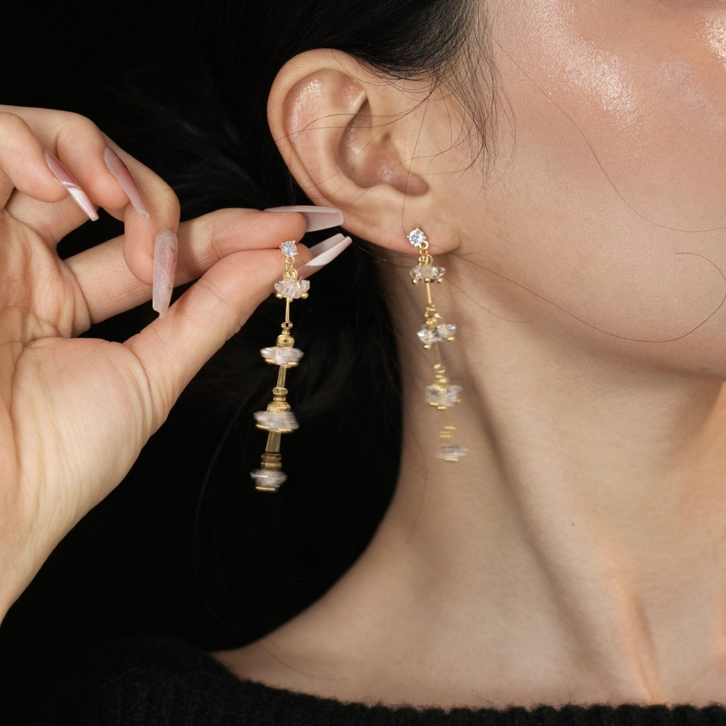 Elara Crystal Earrings in Gold