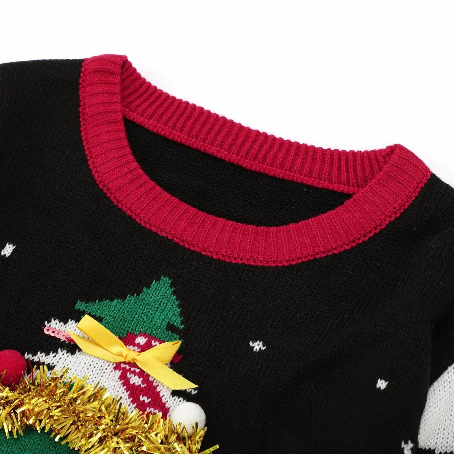 Red O-neck Loose Pullover New Year Christmas Sweater