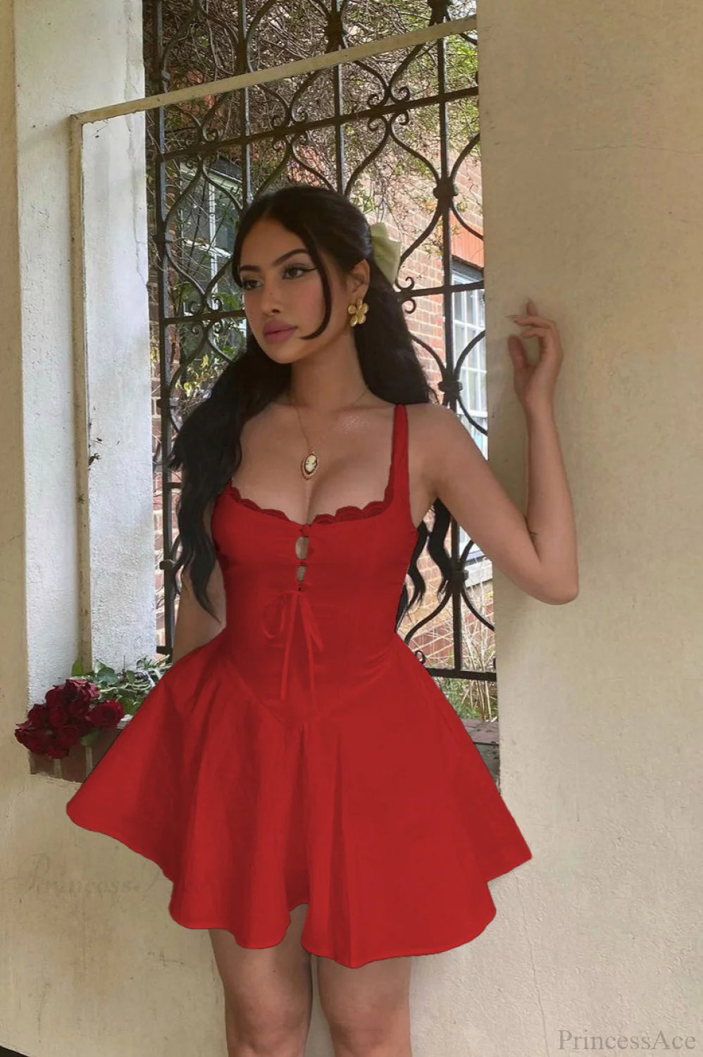 Waist Slim a Line Mini Dress