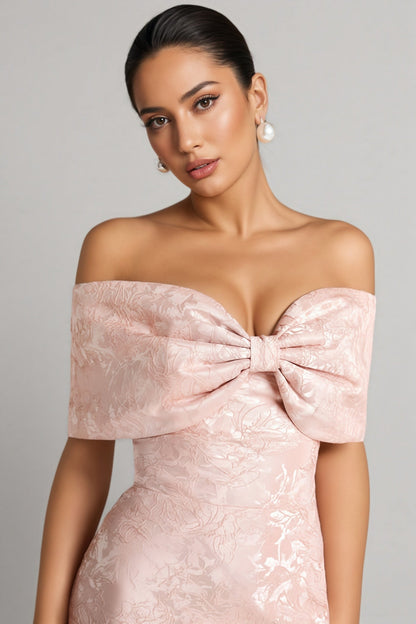 Clara Pink One Shoulder Bow Maxi Dress