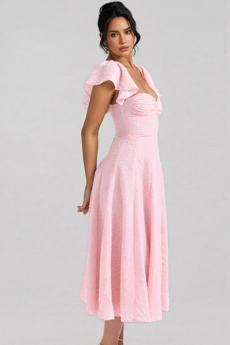 Kinsle Pink Jacquard Midi Dress