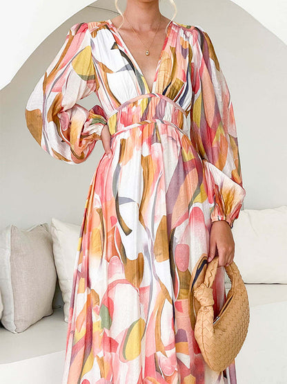 Lantern Sleeve Long Dress