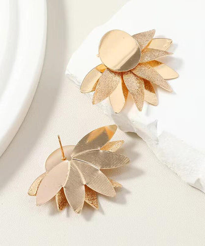 Exaggerated Gold Heavy Metal Earrings for