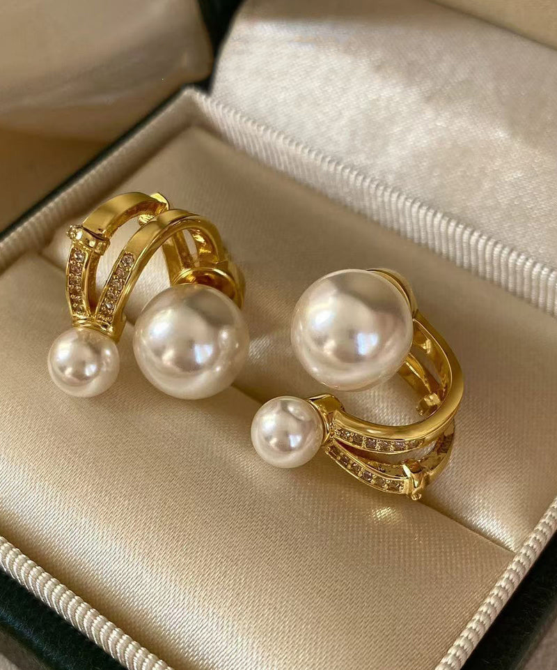 Light Zircon Wear Double Bead Star Track Stud Earrings