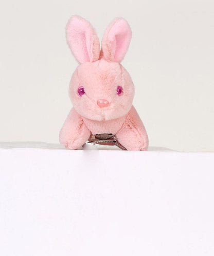 Pink Alloy Chain Plush Rabbit Brooches