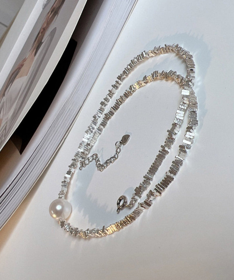 Silk Sterling Silver Pearl Necklace