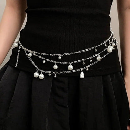 Adornments Dark Multilayer Fringes Bead Waistband