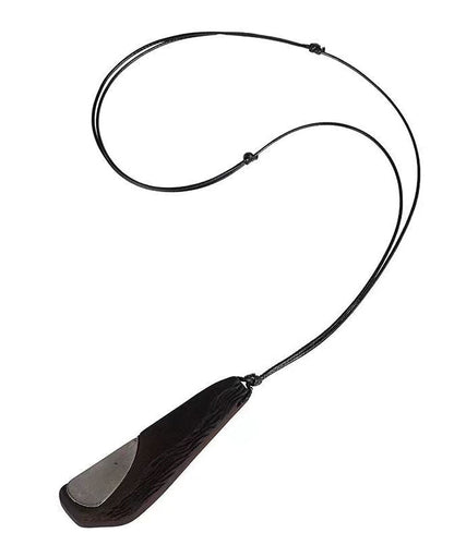 Black Asymmetricar Ebony Sweater Pendant Necklace